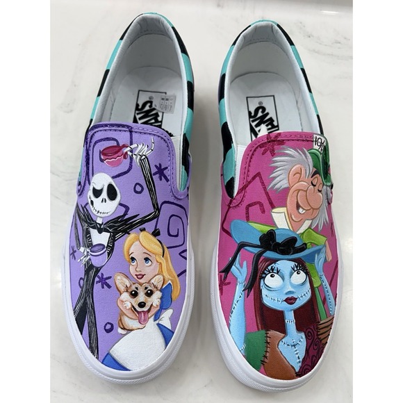 Vans Shoes - Nightmare Before Christmas Alice In Wonderland Vans Womens 9 Men's 7.5 Custom